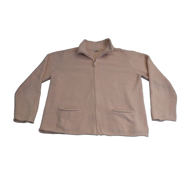 J Jill womans large v neck full zip pink sweater - Picture 1 of 7